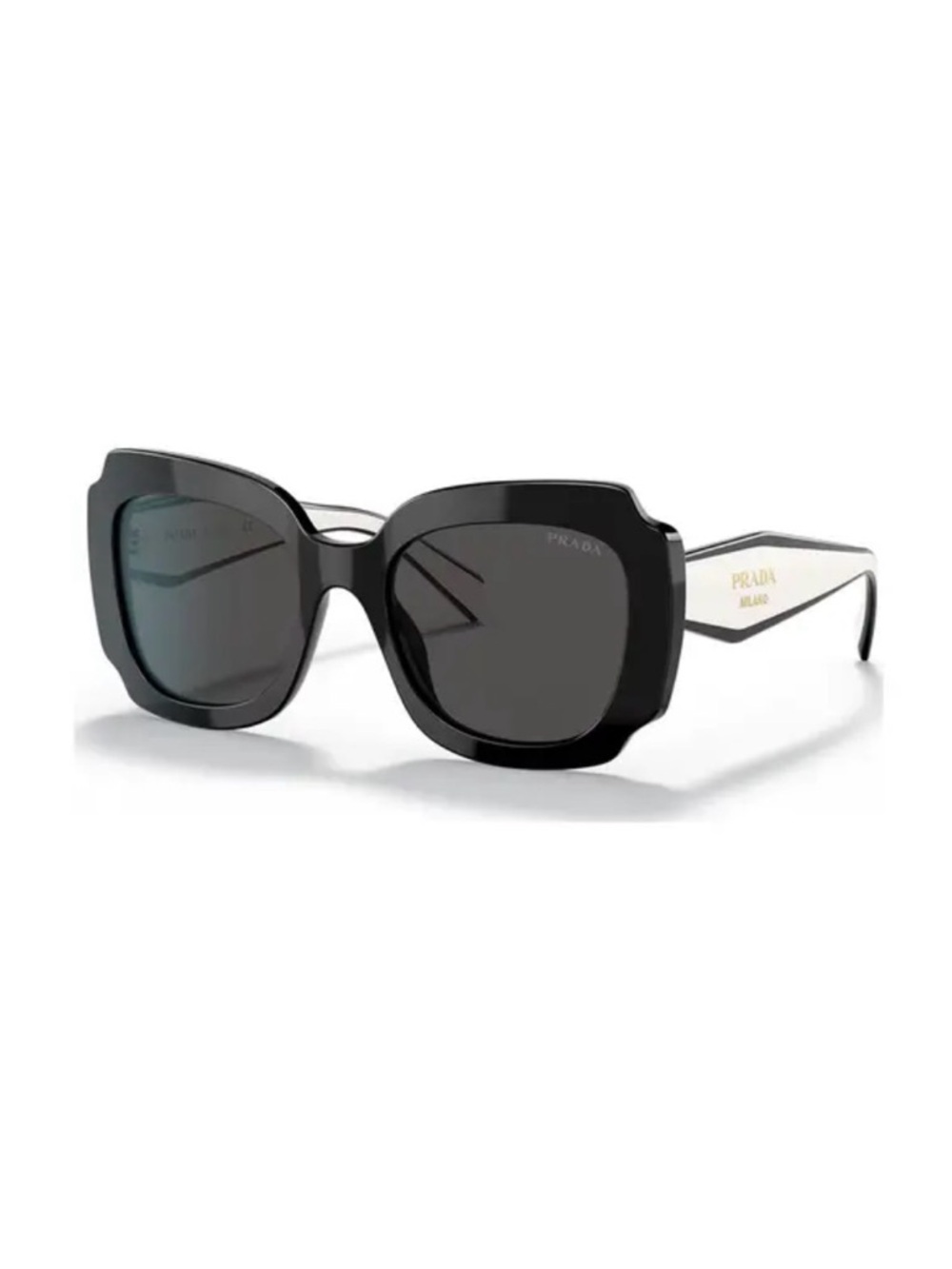Prada Black Frames with White Temples Square Sunglasses